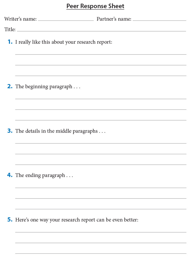 Peer Response Sheet