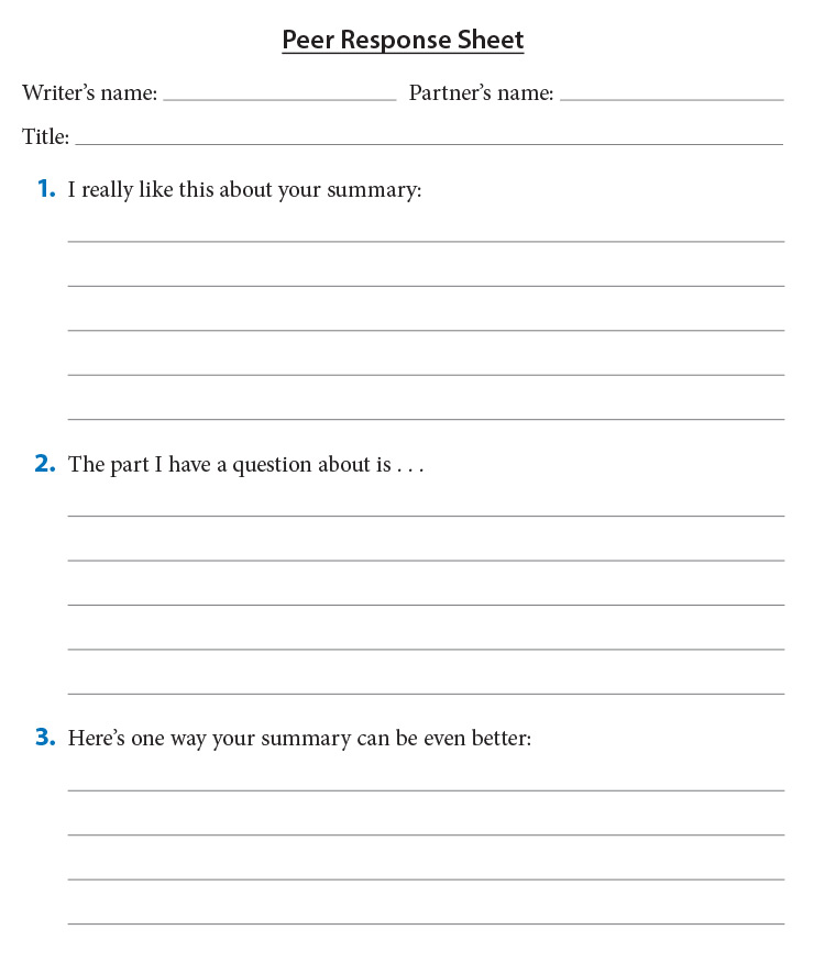 Peer Response Sheet